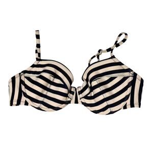 J.Crew Striped Underwire Bikini Top – Black & White | Size 34C